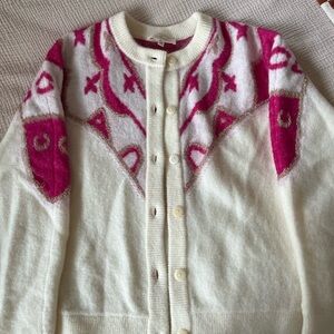 Women's Pink and White Sweater